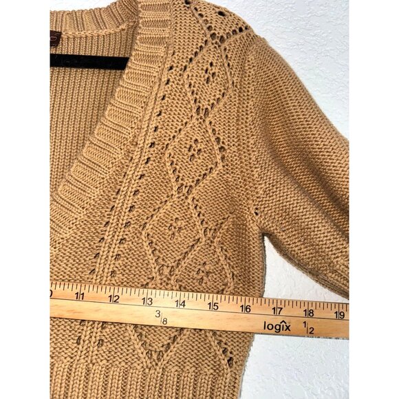 Bandolino Womens Medium Button-Up Short Sleeve Knit Sweater Cotton & Acrylic Tan - Picture 7 of 7